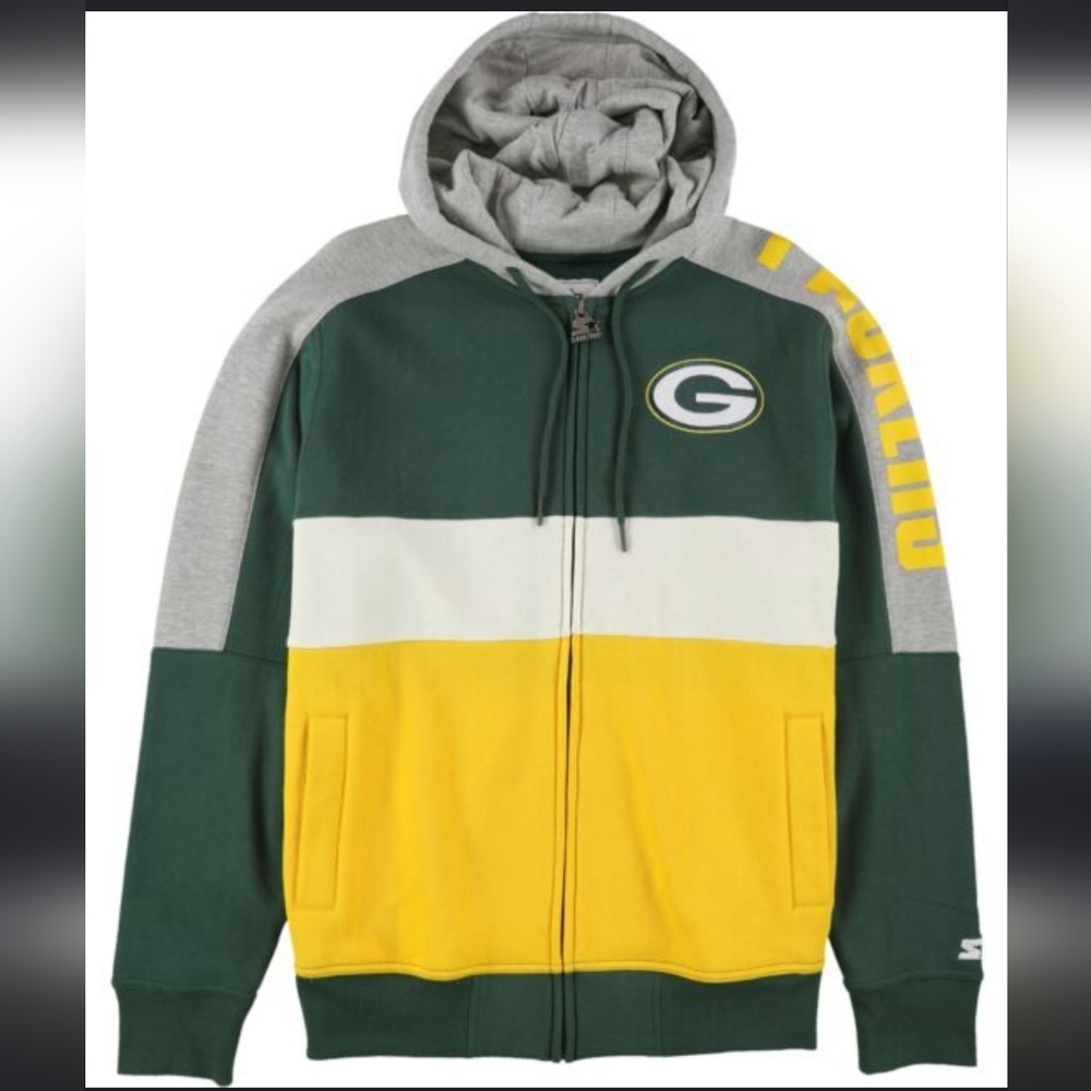 Men's Starter Green Green Bay Packers Playoff - Hoodie Full-Zi…